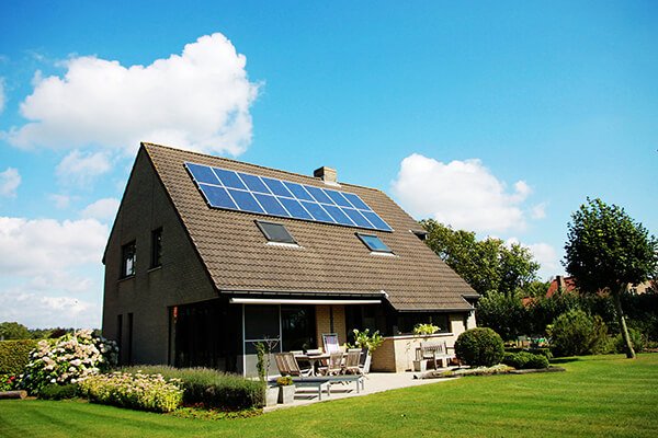 home with solar panels installed